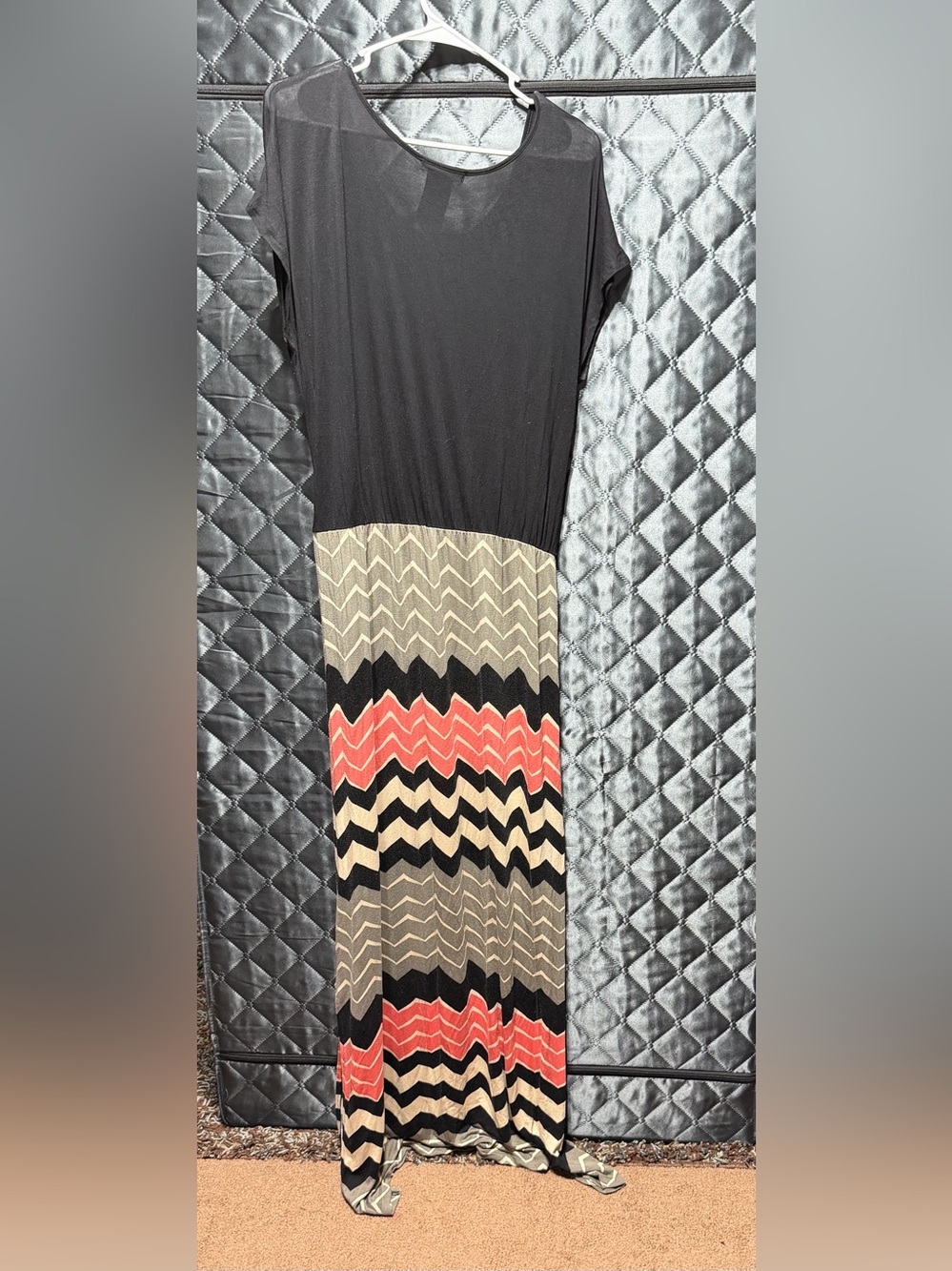 Design History Chevron Print Maxi Dress Onyx Multi Combo Size Large